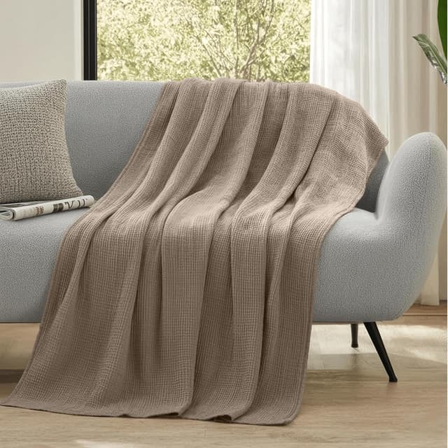 Thumbnail 6 de Dreamzie Musselin Tagesdecke 220x240 cm (Baumwolle, Oeko-Tex) – Taupe