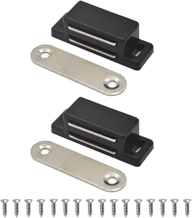 Detalle de Lockimo Magnetic Door Cupboard Catch (2 Pack) – black magnetic latch for cabinets, drawers and cupboards