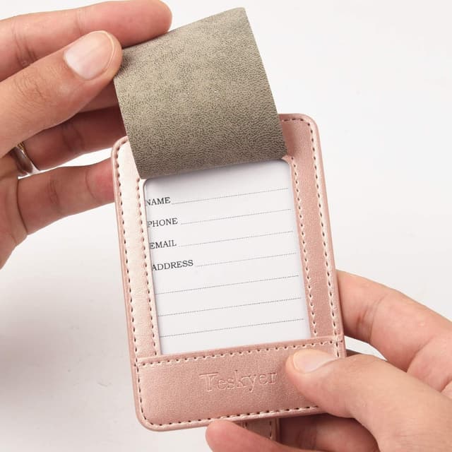 Detalle de Teskyer 3 Pack PU Leather Luggage Tags with Name ID Card (noticed, durable travel accessories)