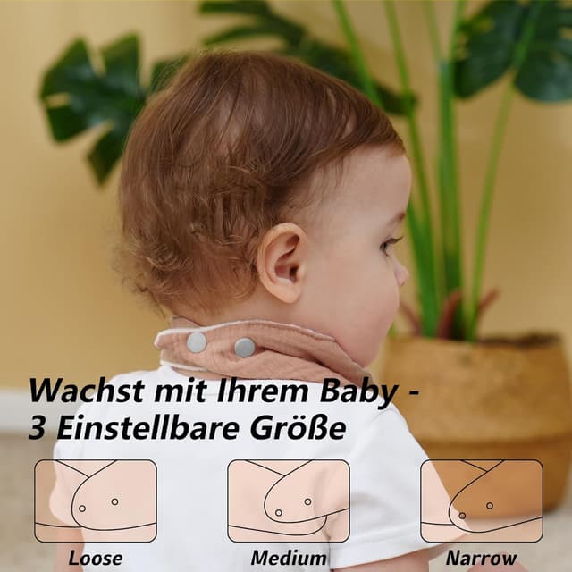 Detalle 2 de Kewlife gift Baby-Lätzchen aus Musselin: verstellbares Dreieckstuch zum Füttern & Zahnen