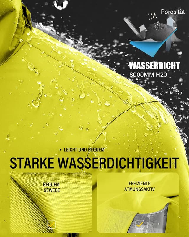 Detalle de Coutyuyi Herren & Damen Regenanzug mit reflektierenden Elementen – wasserdicht, winddicht und mit transparenter Regenhaube