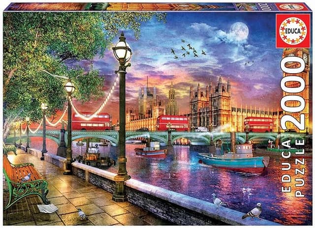 Detalle de Educa Puzzle 2000 Piezas Londres al Atardecer 🖼️ Incluye Pegamento