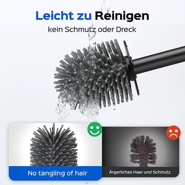 Thumbnail 3 de HAMITOR Klobürste Silikon Edelstahl Schwarz Wandmontage