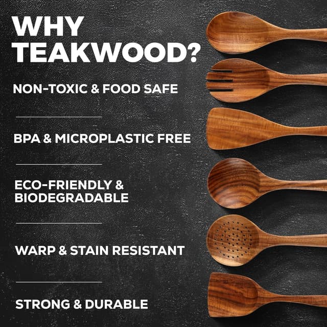 Detalle 2 de Zulay Kitchen 6-Piece Teak Wood Spoons set 🍽
