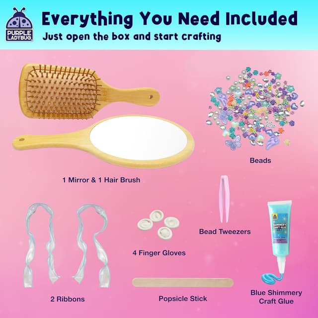 Thumbnail 2 de PURPLE LADYBUG Wooden Mirror & Brush DIY Kit for Ages 6-12 🎨