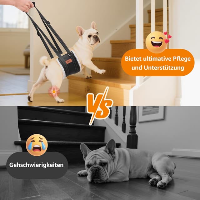 Detalle de PICK FOR LIFE Hundegeschirr als Tragehilfe – einstellbarer Rücken- & Lift-Support für kleine bis große Hunde