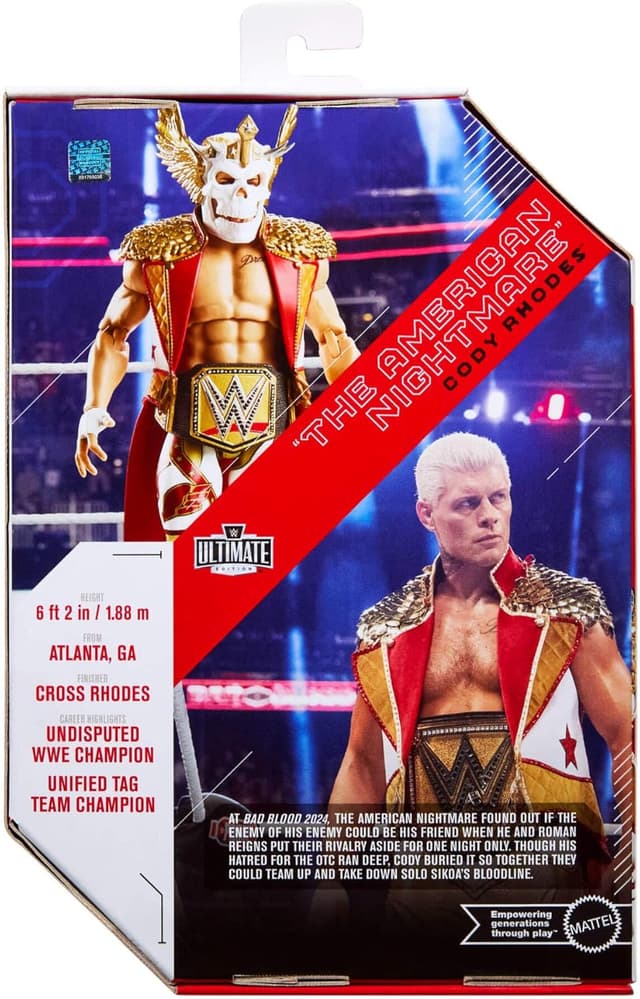 Detalle 2 de Mattel WWE Ultimate Edition Action Figure Set (Cody Rhodes, 6-inch) with Swappable Heads & Hands, JHV89