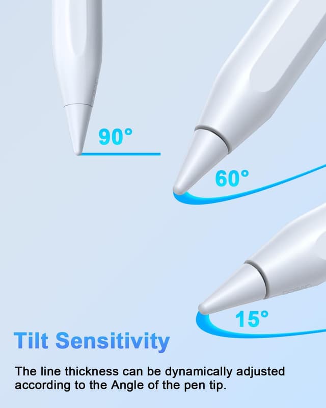 Detalle 2 de Dogain Stylus Pen for iPad (2018–2025) with Type-C Charging – Palm Rejection, Tilt Sensitivity & Extra Tips (Gradient Blue)