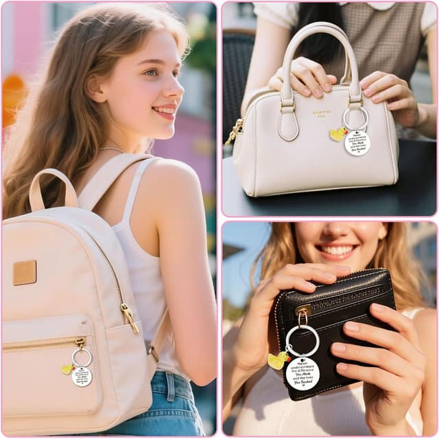 Detalle de FRULX personalised yellow duck pendant keychain in stainless steel