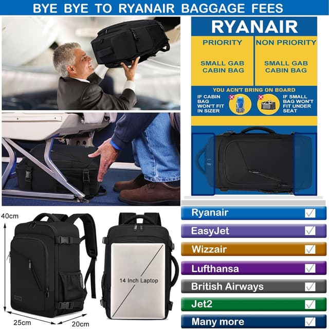 Detalle 2 de Handgepäck Rucksack 40x20x25 Ryanair
