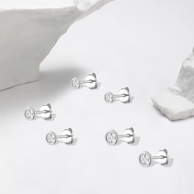 Thumbnail 4 de Ecripe 925 Sterling Silber Ohrstecker 3 Paar