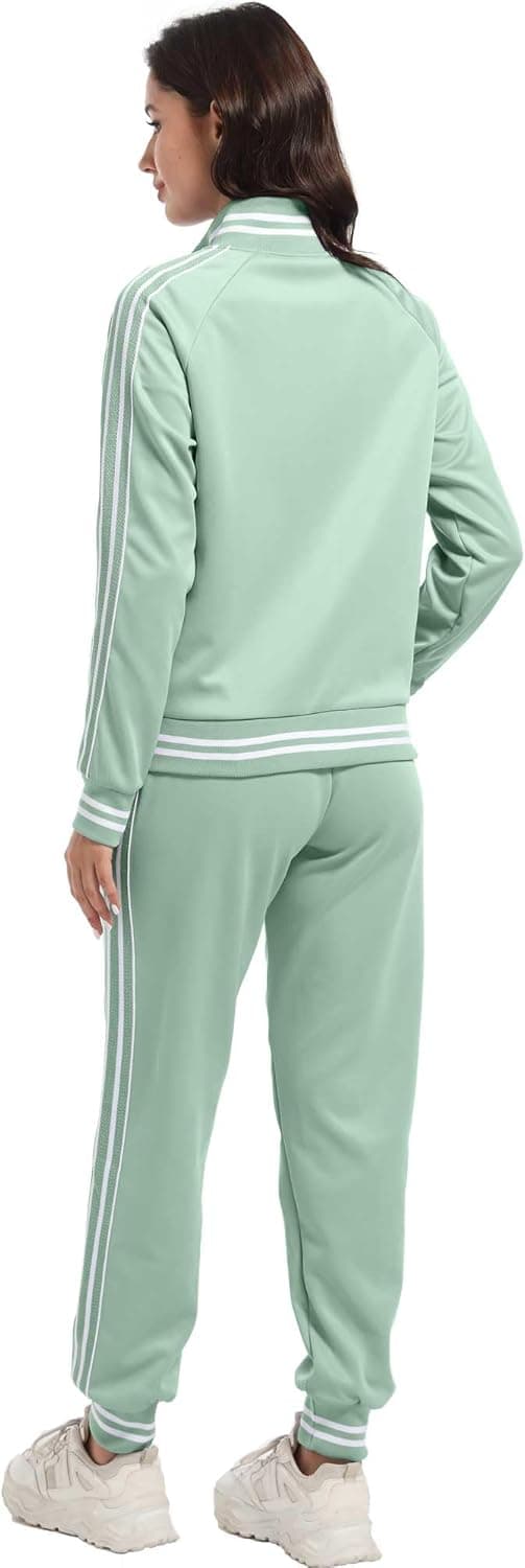 Detalle de ANOTWENER Damen Trainingsanzug-Set mit Streifen (2-teilig, mit Taschen) S–XXL