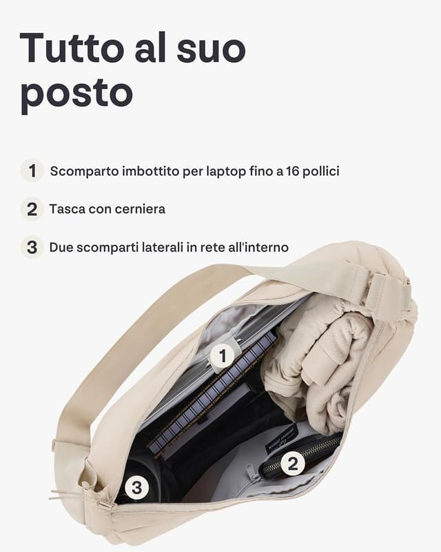 Thumbnail 6 de Johnny Urban Kaia XL Borsa a Tracolla a Mezzaluna in Nylon Puffer Beige (Half Moon)