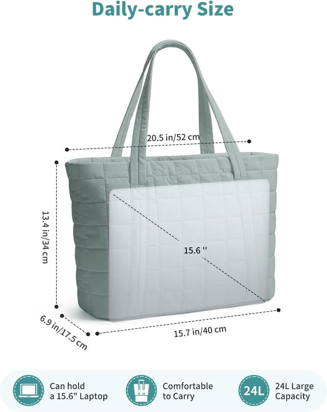 Thumbnail 6 de Narwey Quilted Tote Bag for Laptop 15.6in