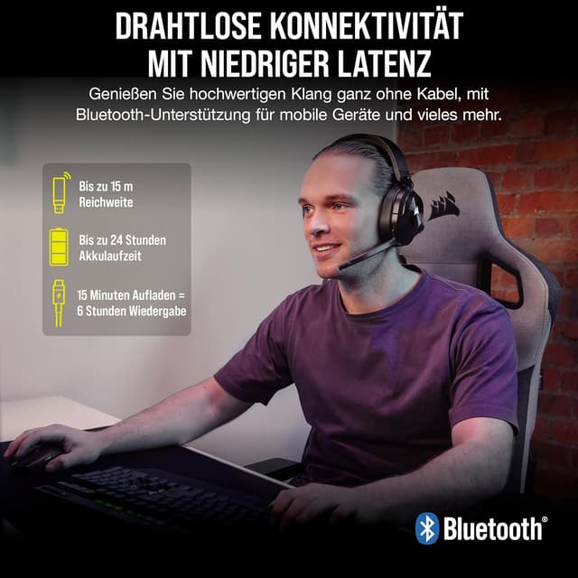 Detalle 2 de Corsair HS55 Wireless CORE Gaming-Headset 15 m