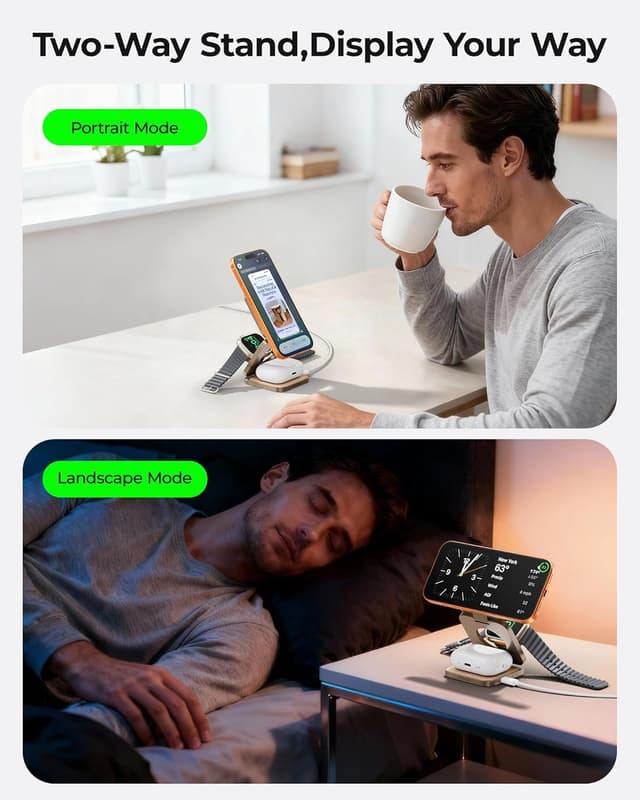 Detalle 1 de LULULOOK Station de charge magnétique 3 en 1 Qi2.2 25 W (iPhone, Apple Watch, AirPods)