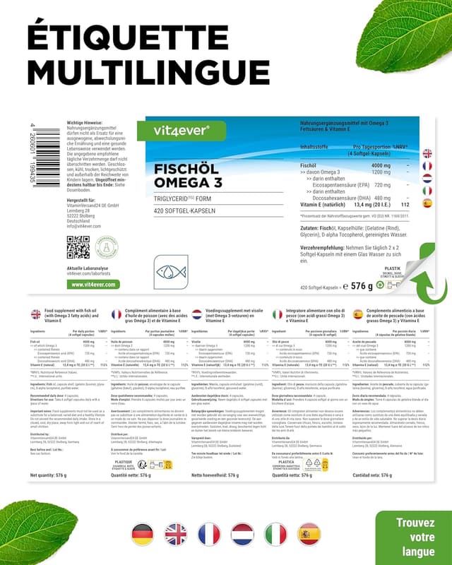 Thumbnail 5 de vit4ever Oméga 3 4000 mg