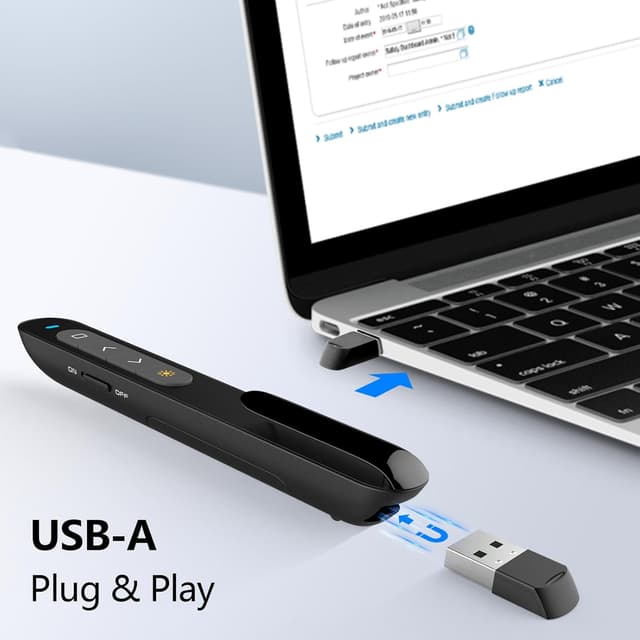 Detalle 2 de Norwii N27 Wireless Presentation Clickers (N27) – USB-A plug-and-play presenter remote for PowerPoint, Black