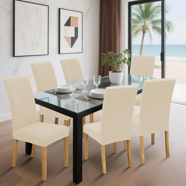 Detalle 1 de DREAHOTEXTIL Stuhlbezüge Beige, 4er-Set