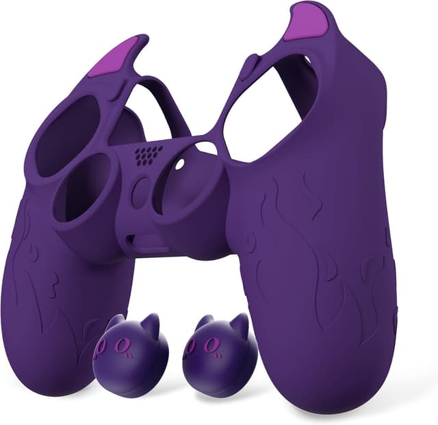 Thumbnail 6 de PlayVital Protection silicone cover for PS4 controller with joystick cap set (purple demon design)