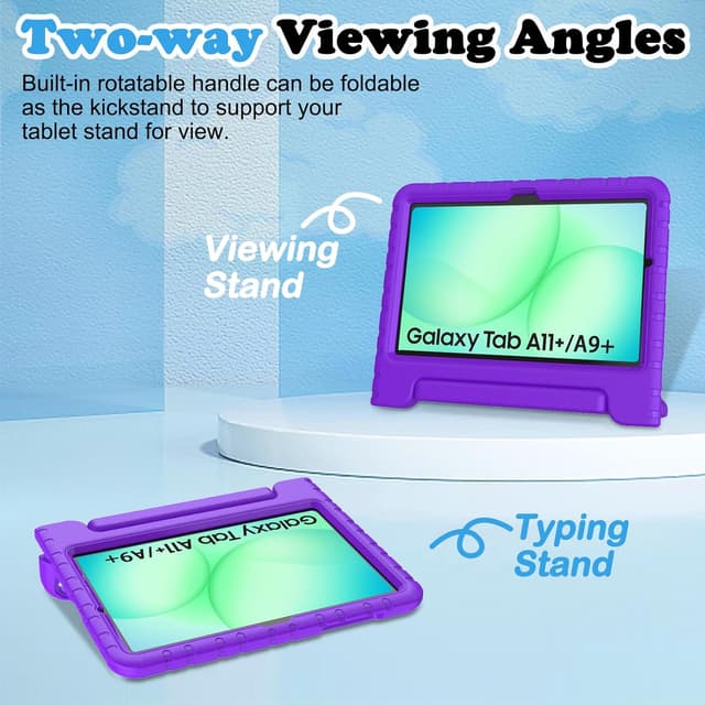 Detalle 2 de TOPWANT Kids Case with Built-in Screen Protector for Samsung Galaxy Tab A11+ / A9+ 11-inch (Purple)