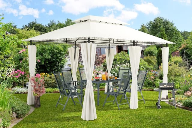 Detalle de CASARIA® Pavillon Topas 3x4 m Metall – UV-Schutz 50+ mit Seitenteilen, creme