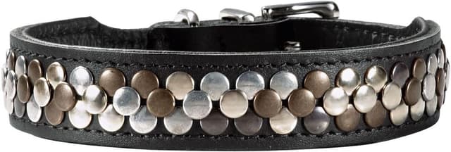 Detalle 2 de HUNTER Hundehalsband Arizona UP (Größe 32) aus braunem Softleder mit Nieten – Handarbeit Made in Germany