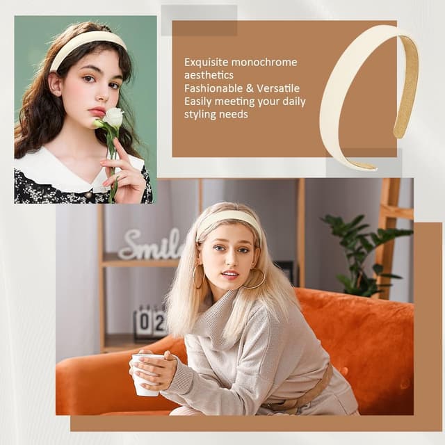 Detalle de LOPHE bandeau femme en cuir PU blanc classique, large anti-glisse