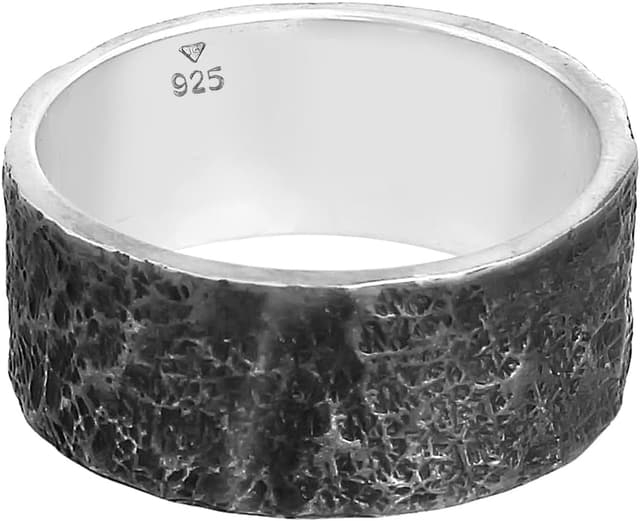 Detalle de Kuzzoi Herrenring Massiv, 10 mm, 925 Sterling Silber im Used Look (Ringgröße 60–66)