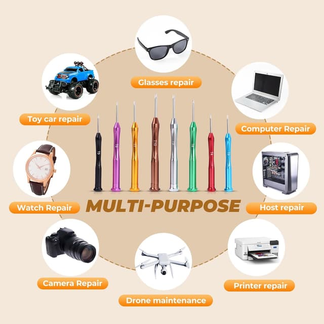 Detalle de MULWARK 8pc Mini Screwdriver Set (Magnetic Torx Precision Kit) for Electronics, Watches & Eyeglasses