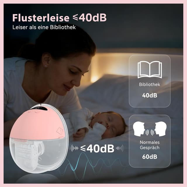 Detalle 2 de MOMAINI Milchpumpe elektrisch handsfree (pink, 24 mm) – mit 4 Modi, 12 Saugstufen und 160-ml-Behälter