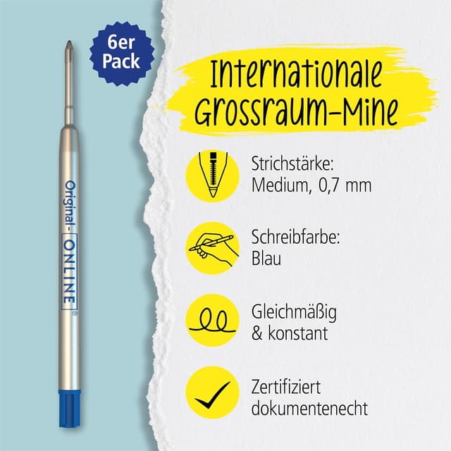 Detalle 2 de ONLINE 6 Kugelschreiberminen blau M đź–Š