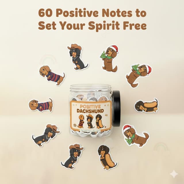 Thumbnail 6 de Positive Dachshund Jar with 60 Cards ⚙