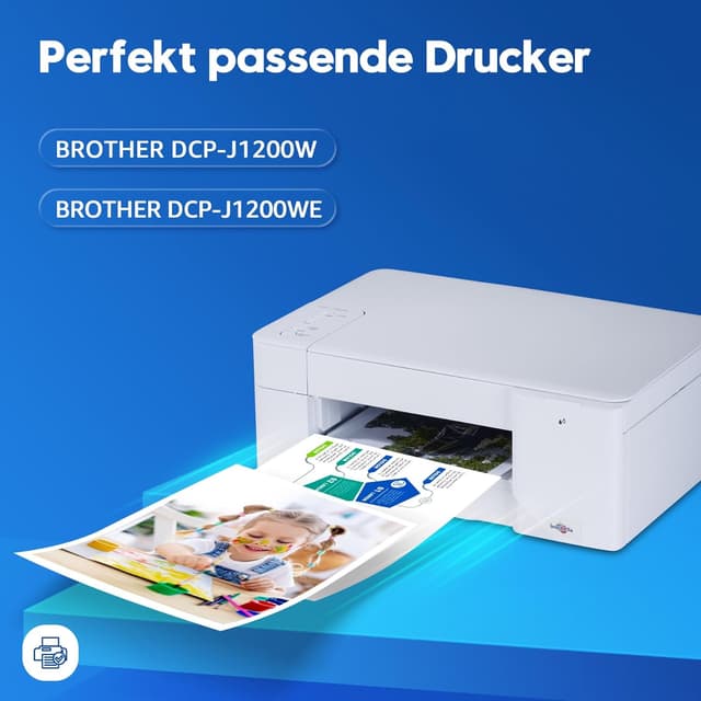 Detalle de ONLYU LC424 kompatible Brother LC424 für DCP-J1200W/DCP-J1200WE – 1× Schwarz, 1× Cyan, 1× Magenta, 1× Gelb