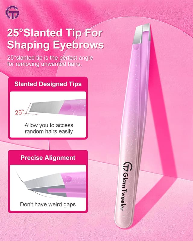 Detalle de Expert slant tip tweezers 95mm leather case