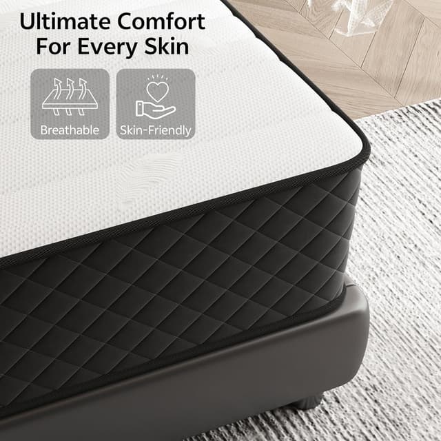 Detalle de MOLPHIT Matratze 90x200 cm, Höhe 25 cm – H3/H4 Hybrid mit Taschenfederkern & Memory Foam (in einer Box)