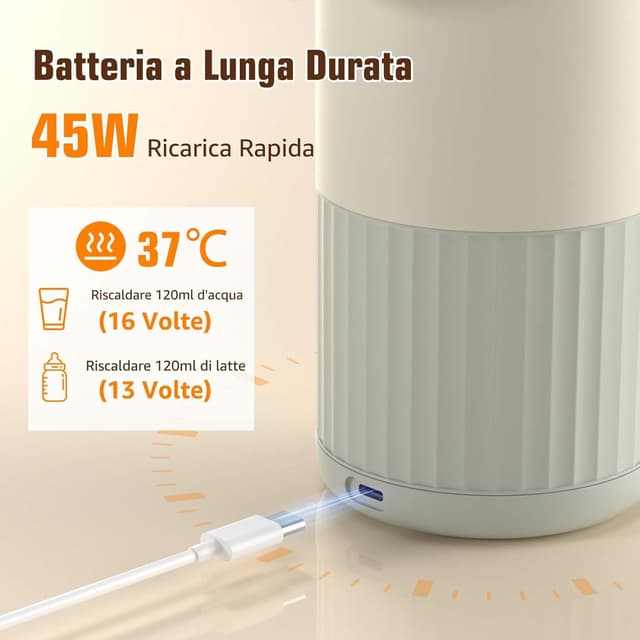 Detalle de UKEXE Scaldabiberon portatile per latte materno, formula o acqua da 380 ml (100W) con controllo temperatura