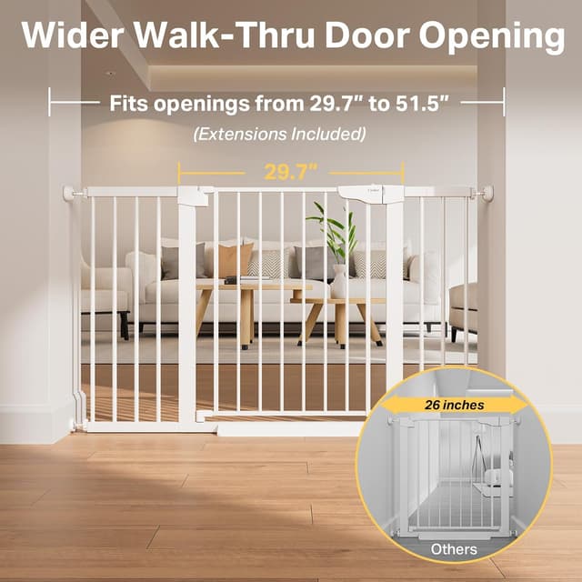 Thumbnail 2 de Cumbor 2 Pack Extra Wide Baby Gate 29.7"-51.5" Doorways