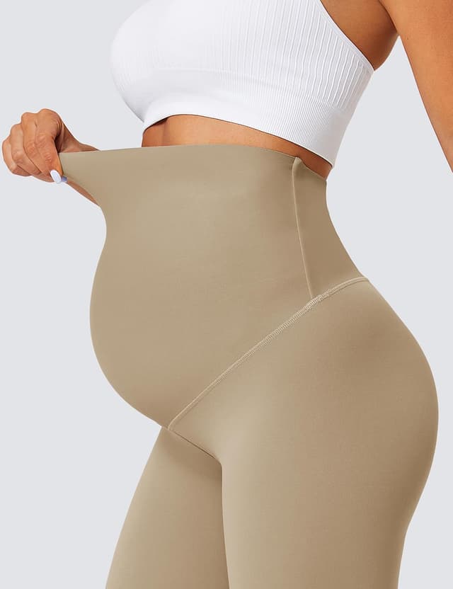 Detalle de BAYDI Nudi Umstandsleggings für Damen mit Taschen – hoch tailliert, blickdicht und 7/8-Länge