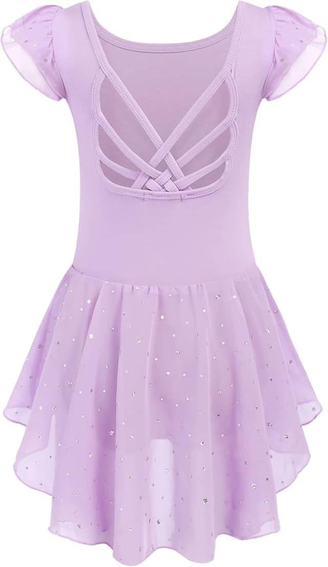 Detalle de Arshiner Vestito da balletto per bambini 2-10 anni con tutù, maniche volanti e body in cotone