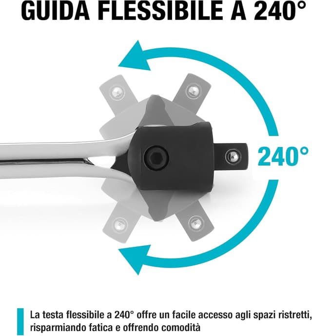 Detalle de DURATECH barra di rottura da 1/2" da 600 mm con testa flessibile 240°