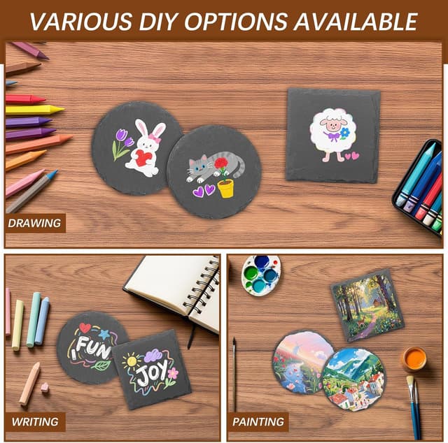 Detalle de DASSNANE Slate Coasters 48 Pack, 4 Inch