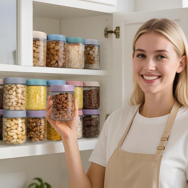 Detalle 2 de SECLENT 6-Pack Overnight Oats Containers (16oz Wide-Mouth Mason Jars) with Lids