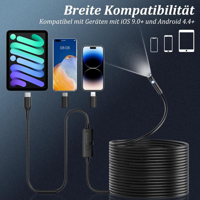 Thumbnail 5 de Endoskopkamera mit Licht 1920P HD-Rohrkamera 10m Kabel