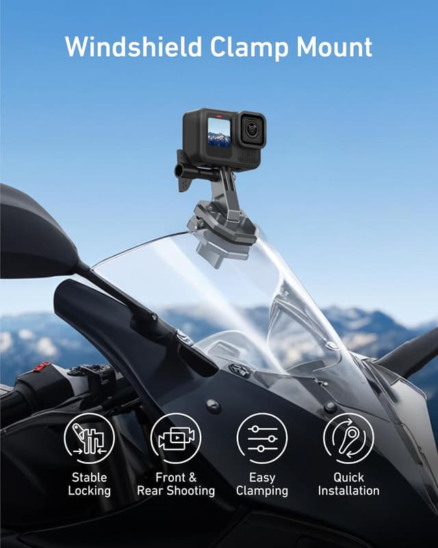 Detalle 2 de TELESIN Soporte aluminio para parabrisas 360°