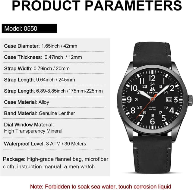 Thumbnail 6 de LENQIN Militäruhr 30M wasserdicht, Datum