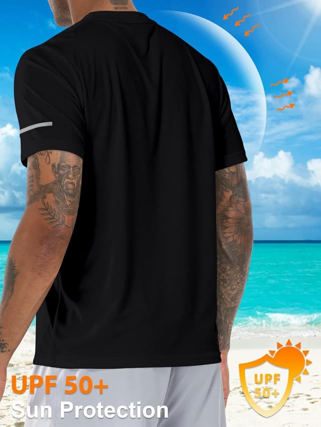 Detalle de Men's UPF 50+ Rash Guard Sun Protection Short/Long Sleeve Quick-Dry Swim Shirt