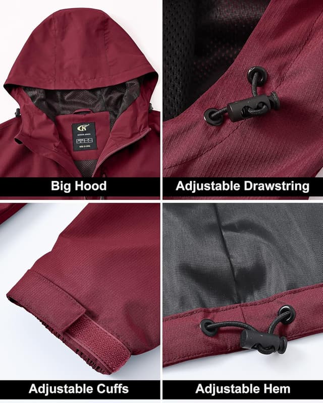 Detalle 2 de Tyhengta Women’s Waterproof Rain Jacket (Packable, Hooded) with Zip Pockets