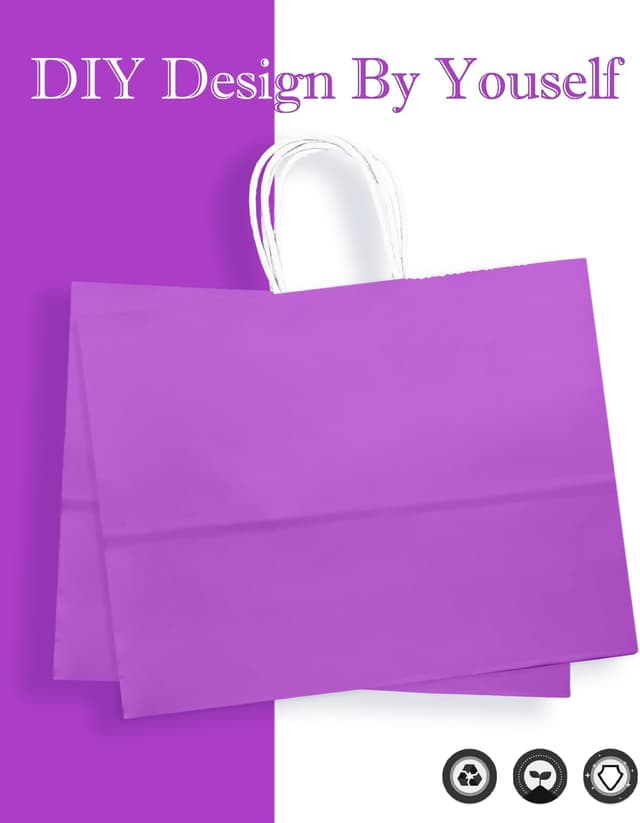 Detalle 2 de Gcardist 24 Large Gift Paper Bags with Handles (Violet, bulk)