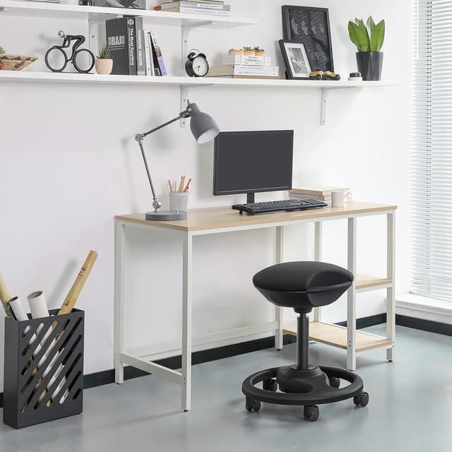 Detalle 2 de SONGMICS OSC06BK dynamischer Arbeitshocker mit Rollen – höhenverstellbar, Drehstuhl mit 10° Neigung